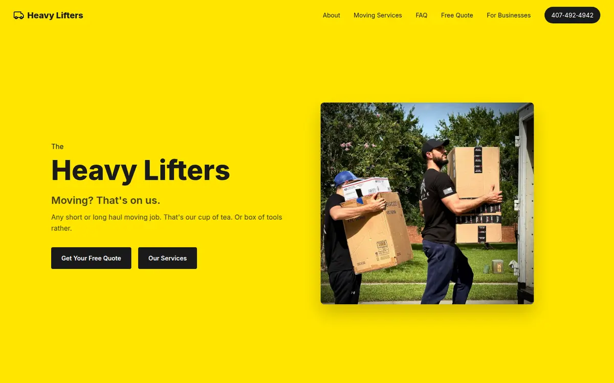 The Heavy Lifters — Moving Company website screenshot
