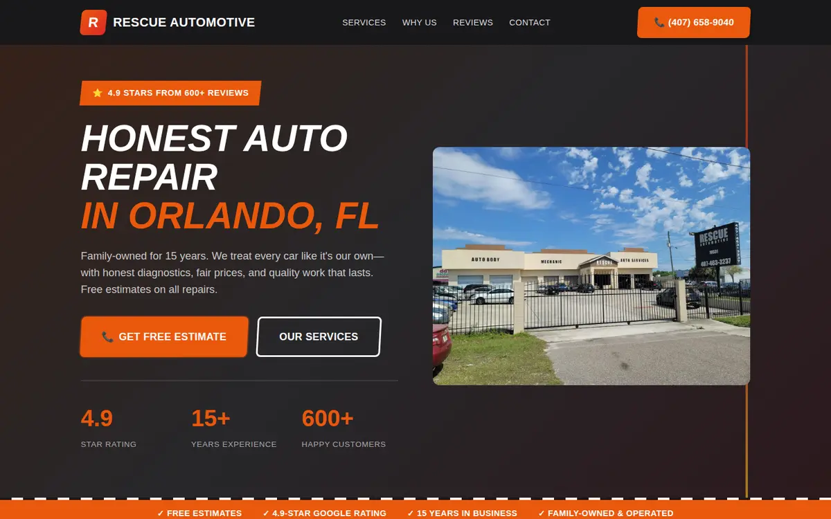 Rescue Automotive — Auto Repair website screenshot